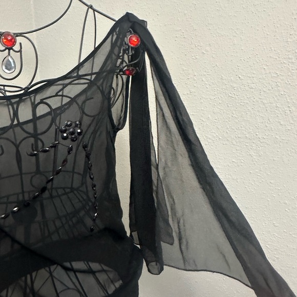 Paper Tee Black Asymmetrical Embellished Blouse - Picture 2 of 6